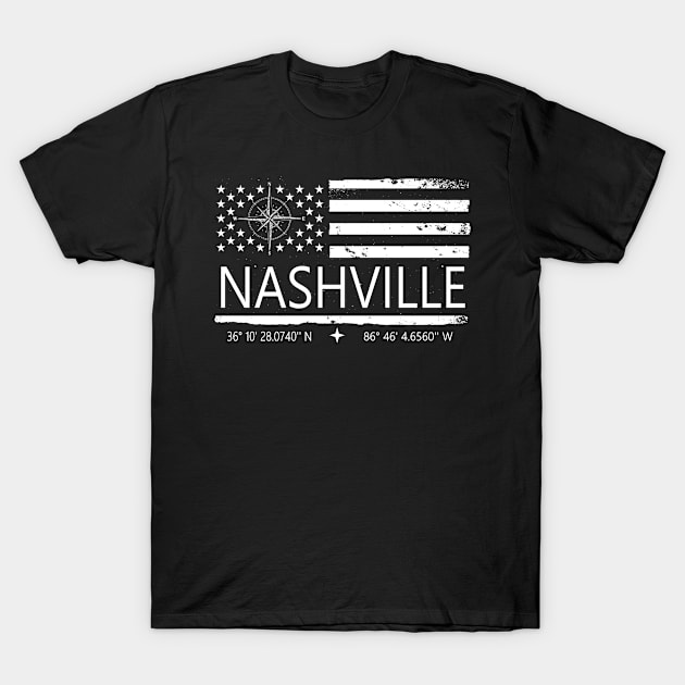 Us Flag Nashville, Nashville City Love T-Shirt by TahudesignsAT